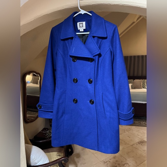 Anne Klein Cobalt Blue Double-Breasted Pea Coat - Picture 1 of 12